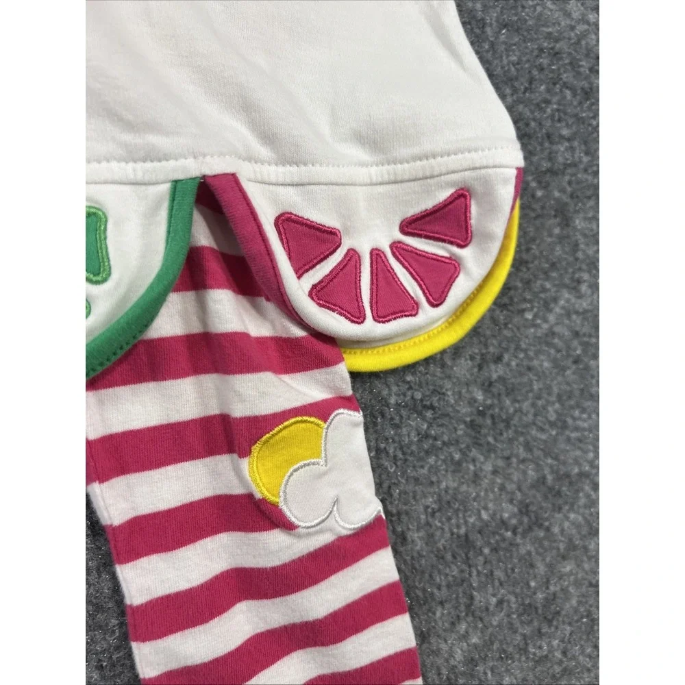 Florence Eiseman Girls Citrus Fruit Slice Tunic & Striped Leggings Set - Size 6